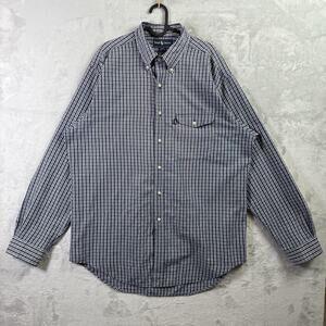 Ralph‎ Lauren Creek Shirt Men's Large Plaid Navy Blue Button Down Collared